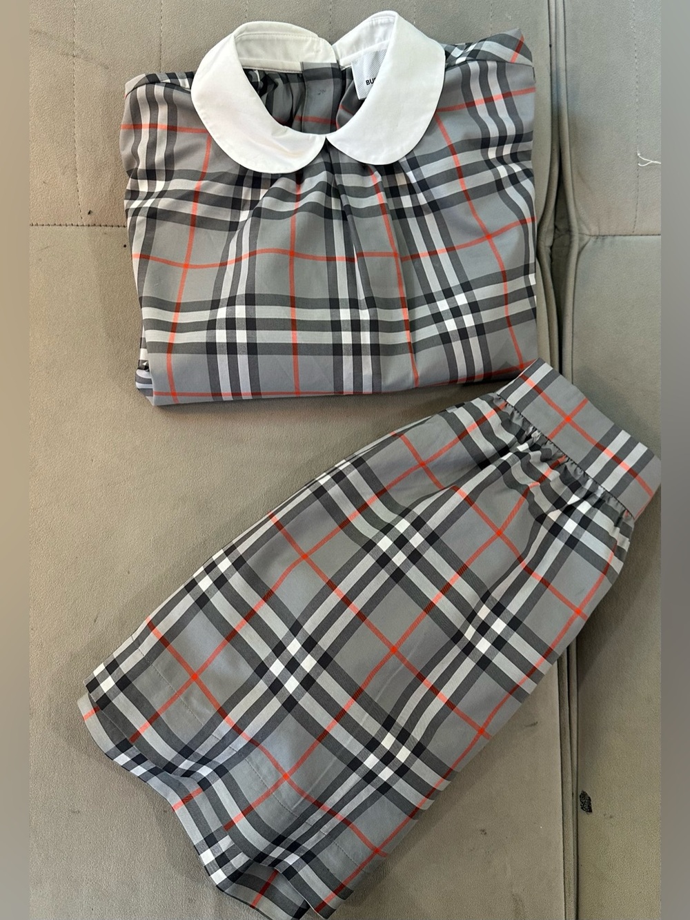 Burberry plaid Two-Piece Set with White Peter Pan Collar